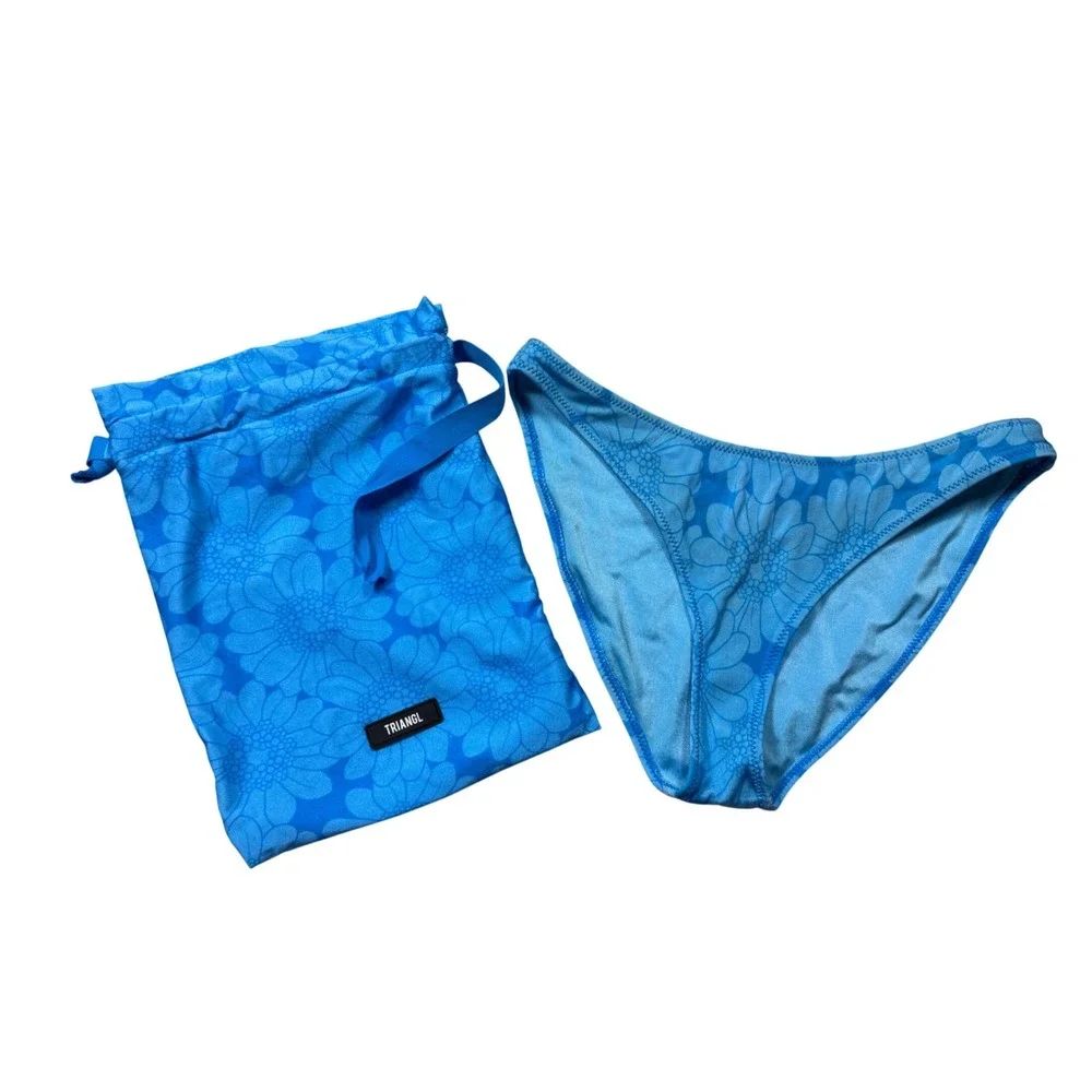 Triangl Blue Floral Bikini Bottoms Medium Swim Bottoms Beach Pool